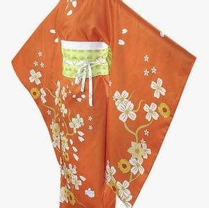 Hiyoko Saionji Kimono Orange & Green Costume & Acessories Size Small